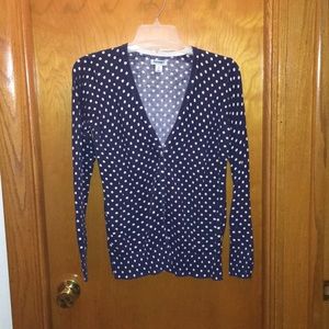 Blue and white polka dot cardigan